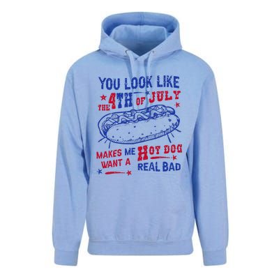 You Look Like 4th Of July Makes Me Want A Hot Dog Real Bad Unisex Surf Hoodie