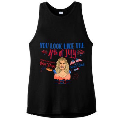 You Look Like 4th Of July Makes Me Want A Hot Dog Real Bad Ladies PosiCharge Tri-Blend Wicking Tank