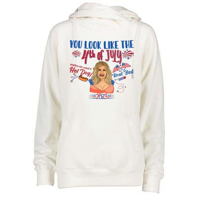 You Look Like 4th Of July Makes Me Want A Hot Dog Real Bad Womens Funnel Neck Pullover Hood