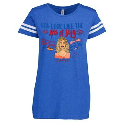 You Look Like 4th Of July Makes Me Want A Hot Dog Real Bad Enza Ladies Jersey Football T-Shirt