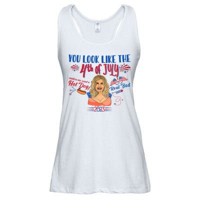 You Look Like 4th Of July Makes Me Want A Hot Dog Real Bad Ladies Essential Flowy Tank