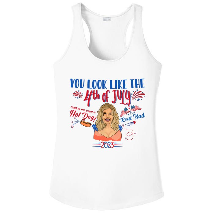 You Look Like 4th Of July Makes Me Want A Hot Dog Real Bad Ladies PosiCharge Competitor Racerback Tank