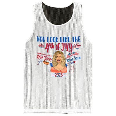 You Look Like 4th Of July Makes Me Want A Hot Dog Real Bad Mesh Reversible Basketball Jersey Tank