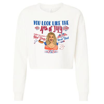 You Look Like 4th Of July Makes Me Want A Hot Dog Real Bad Cropped Pullover Crew