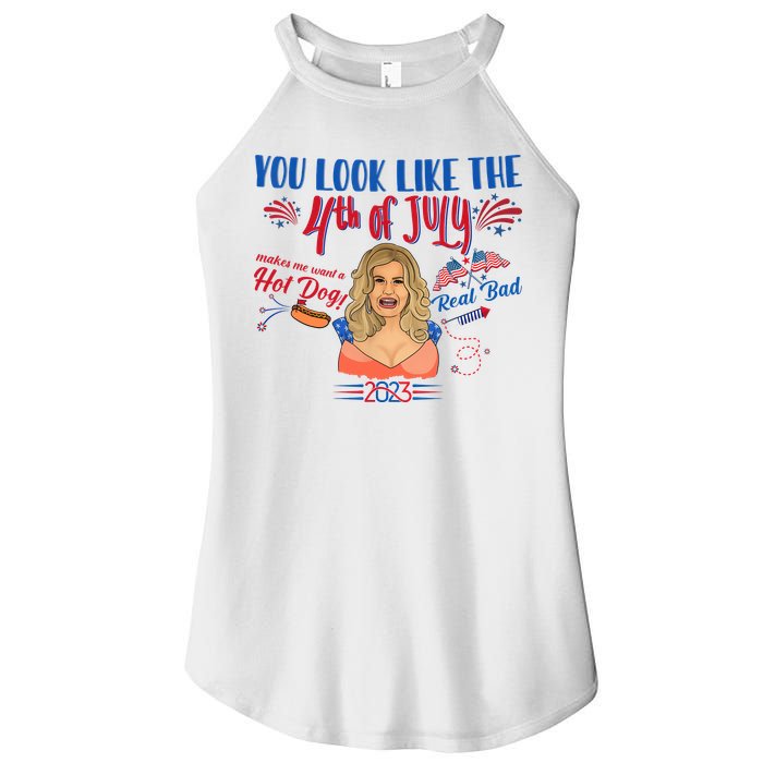 You Look Like 4th Of July Makes Me Want A Hot Dog Real Bad Women's Perfect Tri Rocker Tank