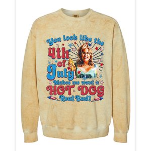 You Look Like 4th Of July Makes Me Want A Hotdog Real Bad Colorblast Crewneck Sweatshirt