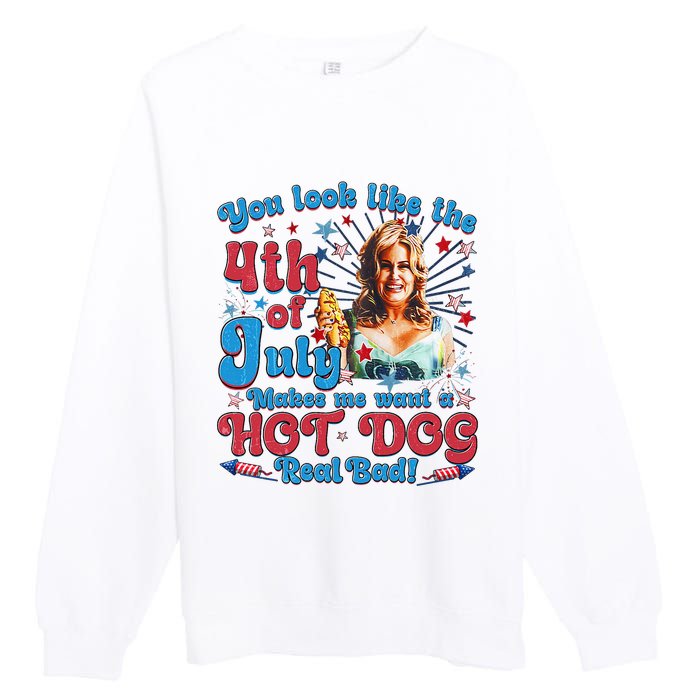 You Look Like 4th Of July Makes Me Want A Hotdog Real Bad Premium Crewneck Sweatshirt