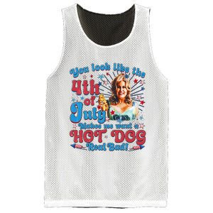 You Look Like 4th Of July Makes Me Want A Hotdog Real Bad Mesh Reversible Basketball Jersey Tank