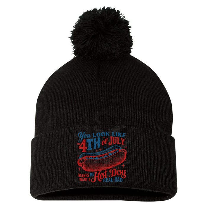 You Look Like The 4th Of July Makes Me Want A Hot Dog Real Bad Pom Pom 12in Knit Beanie