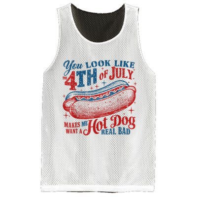 You Look Like The 4th Of July Makes Me Want A Hot Dog Real Bad Mesh Reversible Basketball Jersey Tank
