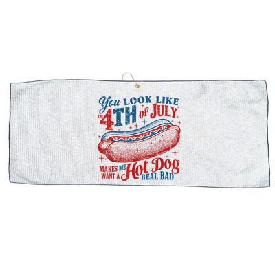 You Look Like The 4th Of July Makes Me Want A Hot Dog Real Bad Large Microfiber Waffle Golf Towel