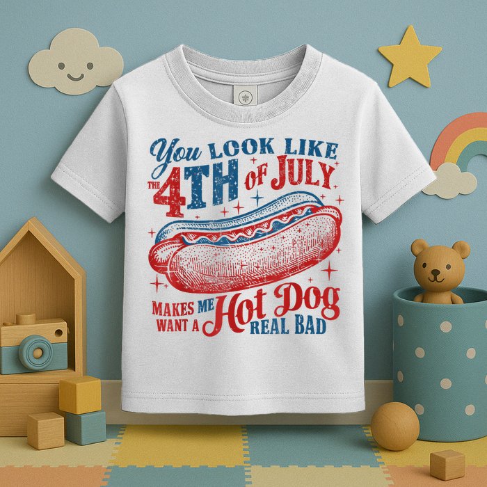 You Look Like The 4th Of July Makes Me Want A Hot Dog Real Bad Toddler T-Shirt