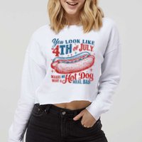 You Look Like The 4th Of July Makes Me Want A Hot Dog Real Bad Cropped Pullover Crew