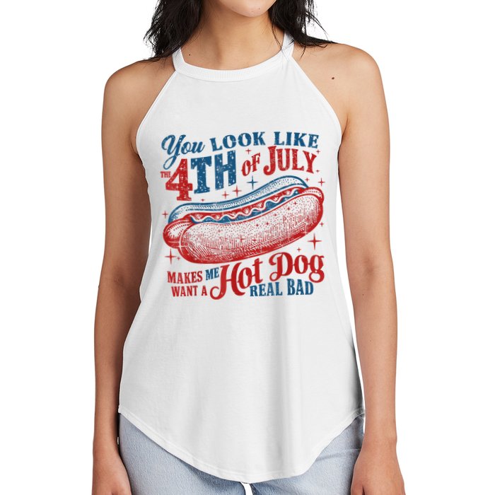 You Look Like The 4th Of July Makes Me Want A Hot Dog Real Bad Women's Perfect Tri Rocker Tank