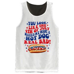 You Look Like The 4th Of July Makes Me Want A Hotdog Real Bad America Mesh Reversible Basketball Jersey Tank