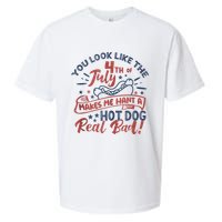You Look Like The 4th July Makes Me Want A Hot Dog Real Bad Sueded Cloud Jersey T-Shirt
