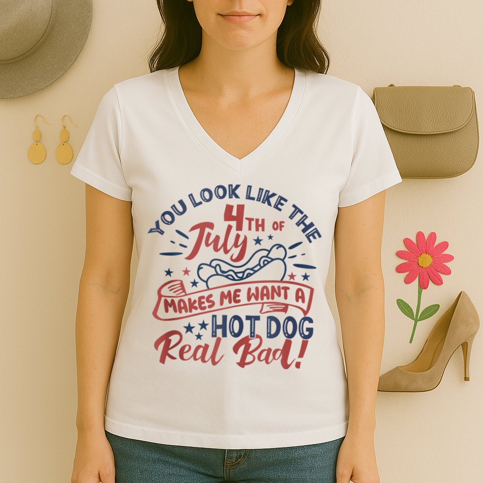 You Look Like The 4th July Makes Me Want A Hot Dog Real Bad Women's V-Neck T-Shirt