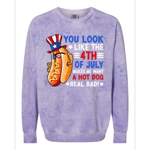 You Look Like The 4th Of July Makes Me Want A Hotdog Real Bad America Colorblast Crewneck Sweatshirt