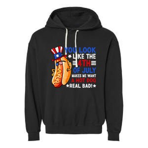 You Look Like The 4th Of July Makes Me Want A Hotdog Real Bad America Garment-Dyed Fleece Hoodie