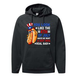 You Look Like The 4th Of July Makes Me Want A Hotdog Real Bad America Performance Fleece Hoodie