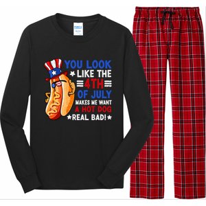 You Look Like The 4th Of July Makes Me Want A Hotdog Real Bad America Long Sleeve Pajama Set