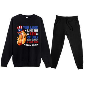 You Look Like The 4th Of July Makes Me Want A Hotdog Real Bad America Premium Crewneck Sweatsuit Set