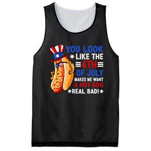 You Look Like The 4th Of July Makes Me Want A Hotdog Real Bad America Mesh Reversible Basketball Jersey Tank