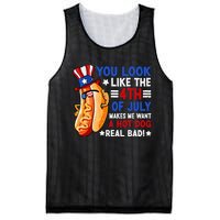 You Look Like The 4th Of July Makes Me Want A Hotdog Real Bad America Mesh Reversible Basketball Jersey Tank