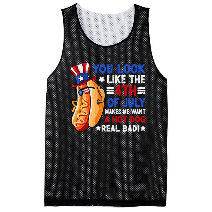 You Look Like The 4th Of July Makes Me Want A Hotdog Real Bad America Mesh Reversible Basketball Jersey Tank