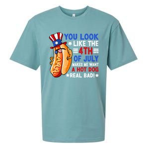 You Look Like The 4th Of July Makes Me Want A Hotdog Real Bad America Sueded Cloud Jersey T-Shirt