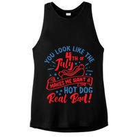 You Look Like 4th Of July Makes Me Want A Hot Dog Real Bad Ladies PosiCharge Tri-Blend Wicking Tank