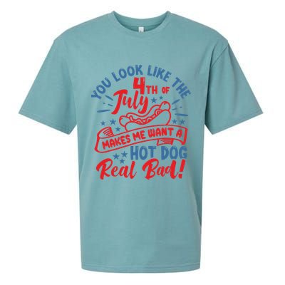 You Look Like 4th Of July Makes Me Want A Hot Dog Real Bad Sueded Cloud Jersey T-Shirt