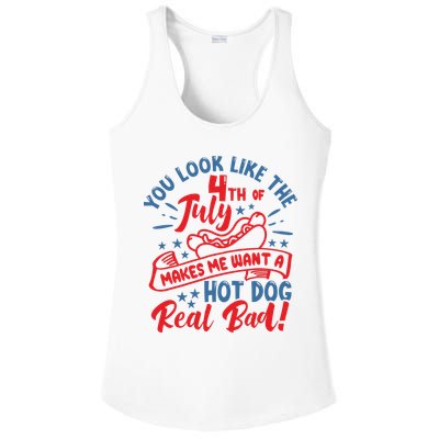 You Look Like 4th Of July Makes Me Want A Hot Dog Real Bad Ladies PosiCharge Competitor Racerback Tank