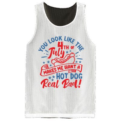 You Look Like 4th Of July Makes Me Want A Hot Dog Real Bad Mesh Reversible Basketball Jersey Tank