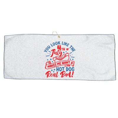 You Look Like 4th Of July Makes Me Want A Hot Dog Real Bad Large Microfiber Waffle Golf Towel