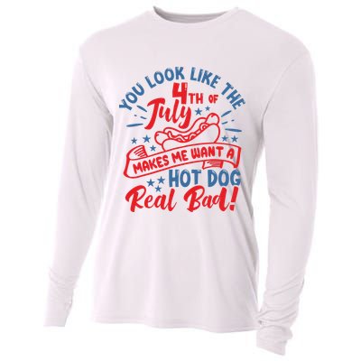 You Look Like 4th Of July Makes Me Want A Hot Dog Real Bad Cooling Performance Long Sleeve Crew