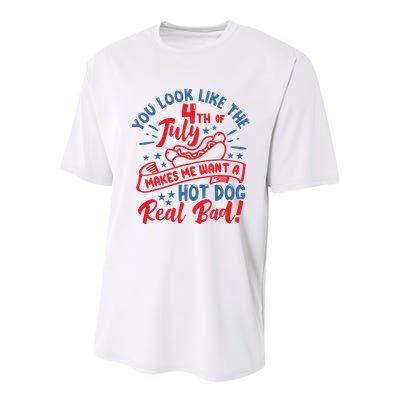 You Look Like 4th Of July Makes Me Want A Hot Dog Real Bad Youth Performance Sprint T-Shirt