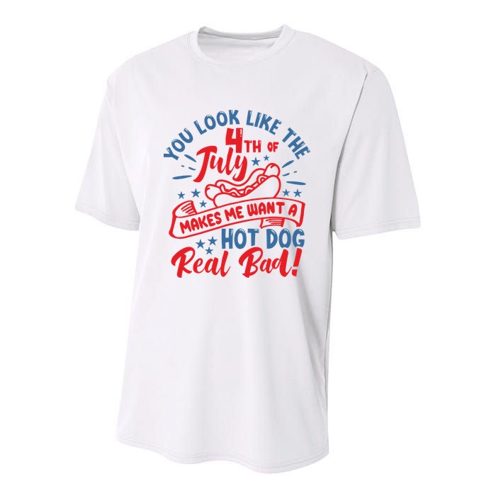 You Look Like 4th Of July Makes Me Want A Hot Dog Real Bad Youth Performance Sprint T-Shirt