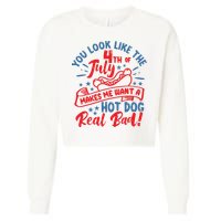You Look Like 4th Of July Makes Me Want A Hot Dog Real Bad Cropped Pullover Crew