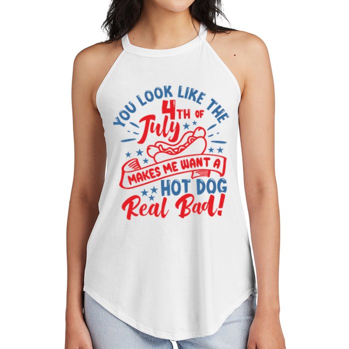 You Look Like 4th Of July Makes Me Want A Hot Dog Real Bad Women's Perfect Tri Rocker Tank