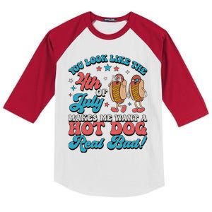 You Look Like The 4th Of July Hot Dog Merica Kids Colorblock Raglan Jersey