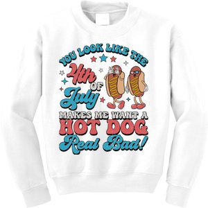 You Look Like The 4th Of July Hot Dog Merica Kids Sweatshirt