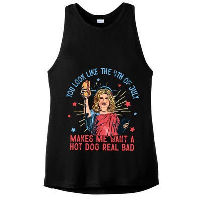 You Look Like The 4th Of July Makes Me Want Hot Dog Real Bad Ladies PosiCharge Tri-Blend Wicking Tank