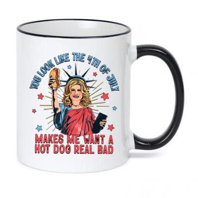 You Look Like The 4th Of July Makes Me Want Hot Dog Real Bad 11oz Black Color Changing Mug