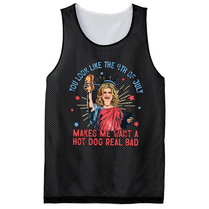 You Look Like The 4th Of July Makes Me Want Hot Dog Real Bad Mesh Reversible Basketball Jersey Tank