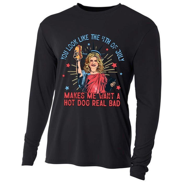 You Look Like The 4th Of July Makes Me Want Hot Dog Real Bad Cooling Performance Long Sleeve Crew