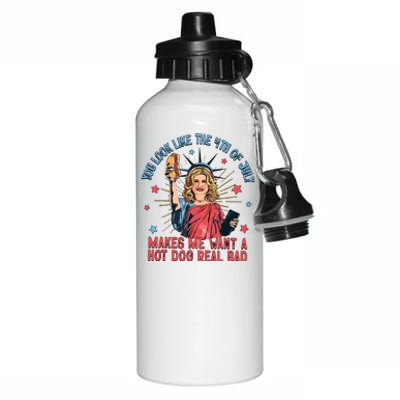 You Look Like The 4th Of July Makes Me Want Hot Dog Real Bad Aluminum Water Bottle 