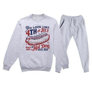 You Look Like The 4th Of July Makes Me Want A Hot Dog Real Bad Premium Crewneck Sweatsuit Set