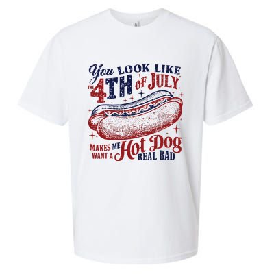 You Look Like The 4th Of July Makes Me Want A Hot Dog Real Bad Sueded Cloud Jersey T-Shirt