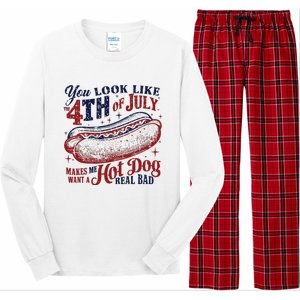 You Look Like The 4th Of July Makes Me Want A Hot Dog Real Bad Long Sleeve Pajama Set